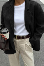 Minimalist Solid Color Tailored Coat