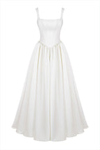 Kara Premium Wide Straps, Corset, Solid Color Maxi Dresses, White Statement Occasion Edit