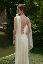 Retro Tie Back Satin Wedding Dress