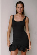 U-Neck Lace Trim Party Dress