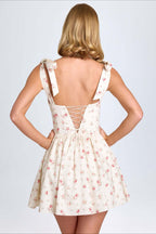 Square Neck Bow Tie Mini Dress