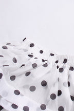 Polka Dot Puff Sleeve Ruffle Blouse A Line Tiered Skirt Set