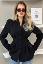 Elegant VNeck Tailored Waist Blazer