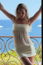 Sheer Chiffon Strapless Mini Dress