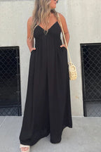 V-Neck Effortless Wide Leg Jumpsuit