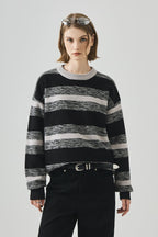 Loose Fit Round Neck Striped Sweater