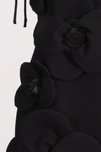 Floral Patchwork Strap Solid Sexy Slim Mini Dress