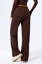 Relaxed Straight Leg  High Waist Knit Pants