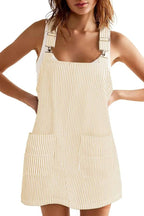 Women's Summer Adjustable Strap Striped Overall Dress
