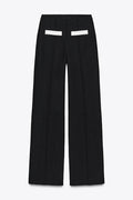 Fashion Contrast Color Stretch High Waist Casual Straight Pants
