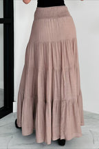 Boho Chic High Waisted Contrast Drawstring A Line Maxi Skirt