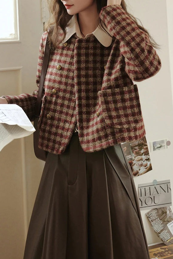 Vintage Plaid Single Breasted Jacket