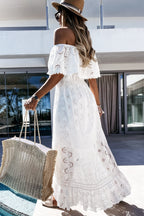 Lace Boho Off Shoulder Maxi Dress