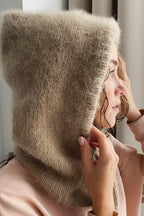 Wool Knit Balaclava Hooded Scarf Hat