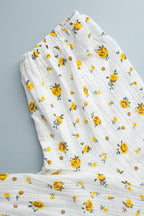 Cotton Printed V Neck Puff Sleeve Floral Dress
