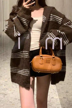 Colorblock Striped Hooded Sweater