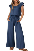 Women's Ruffle Sleeve Solid Color One Piece Jumpsuit