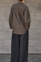 Long Sleeve Cotton Lapel Collar Blouse