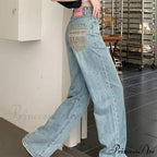 Baby Blue Loose Straight Thin Summer Tassel Versatile Trend Women's Jean