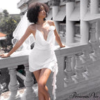 Backless Cowl Neck Charming Flower Frill Mini Dress