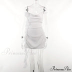 Backless Cowl Neck Charming Flower Frill Mini Dress