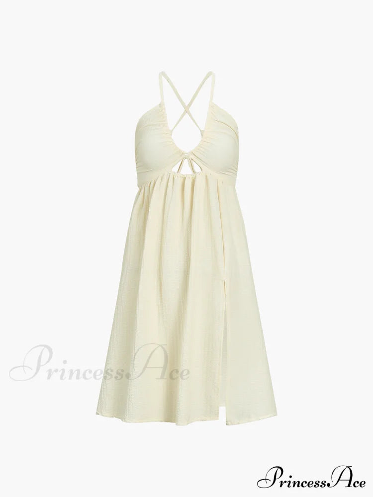 Backless Criss Cross Trendy Split Midi Dress