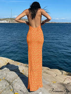 Backless Floral Graceful Mesh Maxi Dress