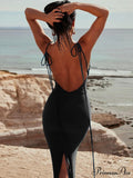 Backless Knotted Split Trendy Long Knit Dress