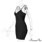 Backless Pleated Hollowed Out Suspender Wrap Buttocks Summer New Slim Nightclub Cut Out Dress