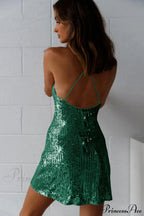 Backless Sequin Stylish Suspender Mini Dress