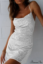 Backless Sequin Stylish Suspender Mini Dress