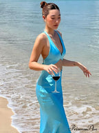 Backless Strap Party Sleeveless Slim Khaki Dresses