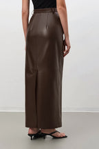 Retro PU Leather A-Line Bodycon Skirt