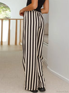 Baggy Striped Drawstring Wide Leg Summer Pant