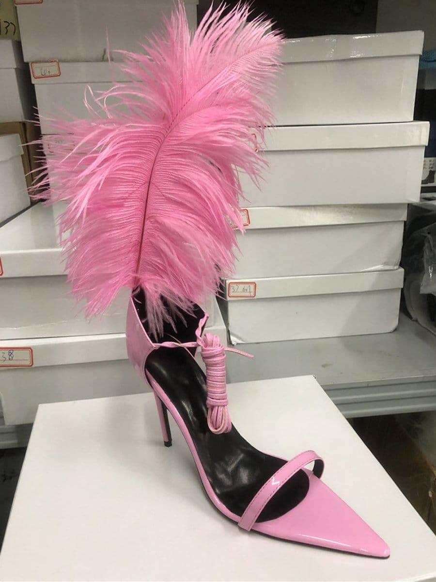 Bailey Feather Gladiator Thin Heel