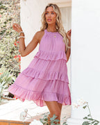 Baise Pocketed Tiered Mini Dress Dusty Orchid