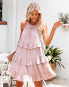 Baise Pocketed Tiered Mini Dress Mauve