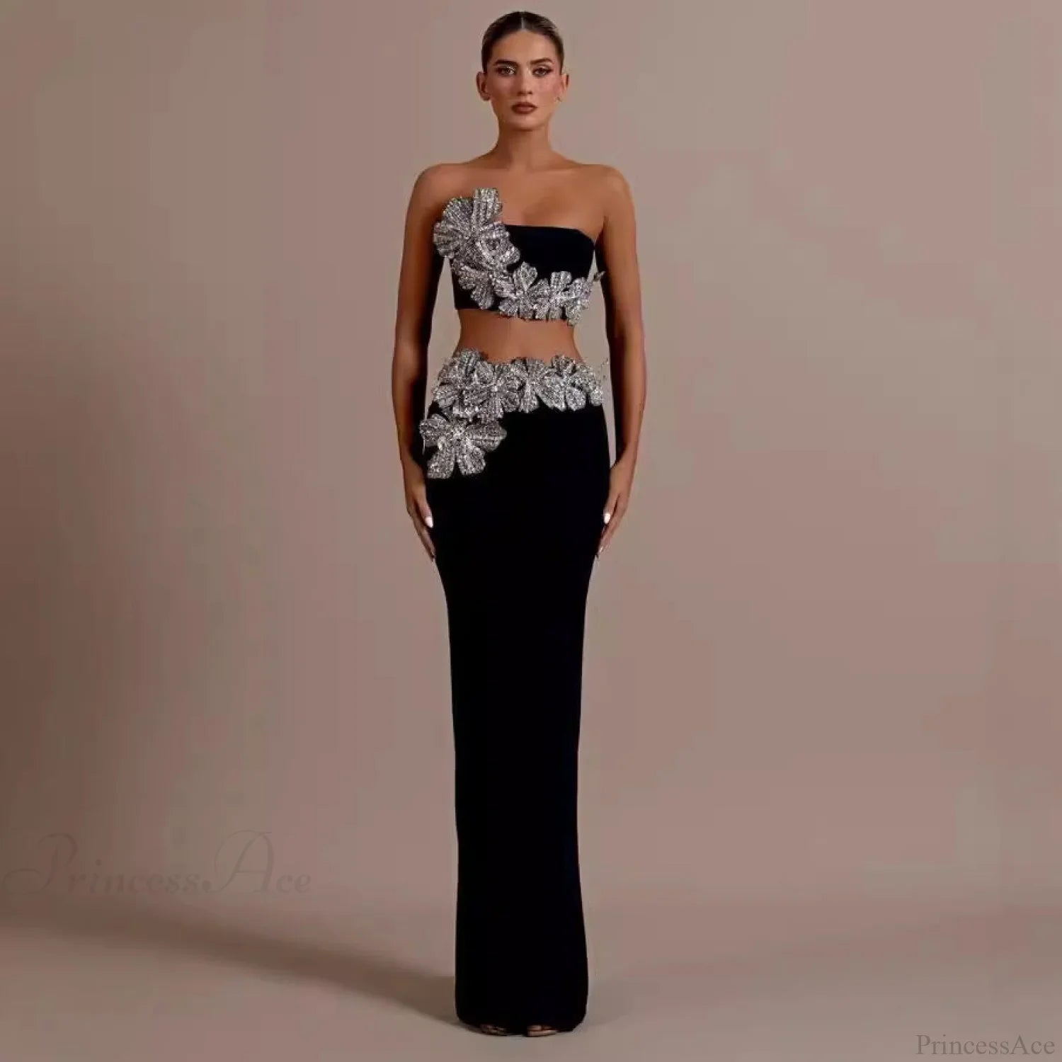 Bandage Dress Set with Rhinestone Details Prom Dress