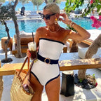 Bandeau Color Block Dots Designer Swimsuit One Piece