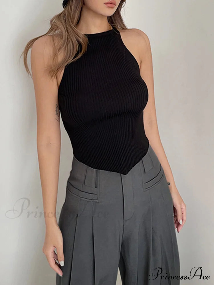 Basic Ribbed Graceful Sweater Vest