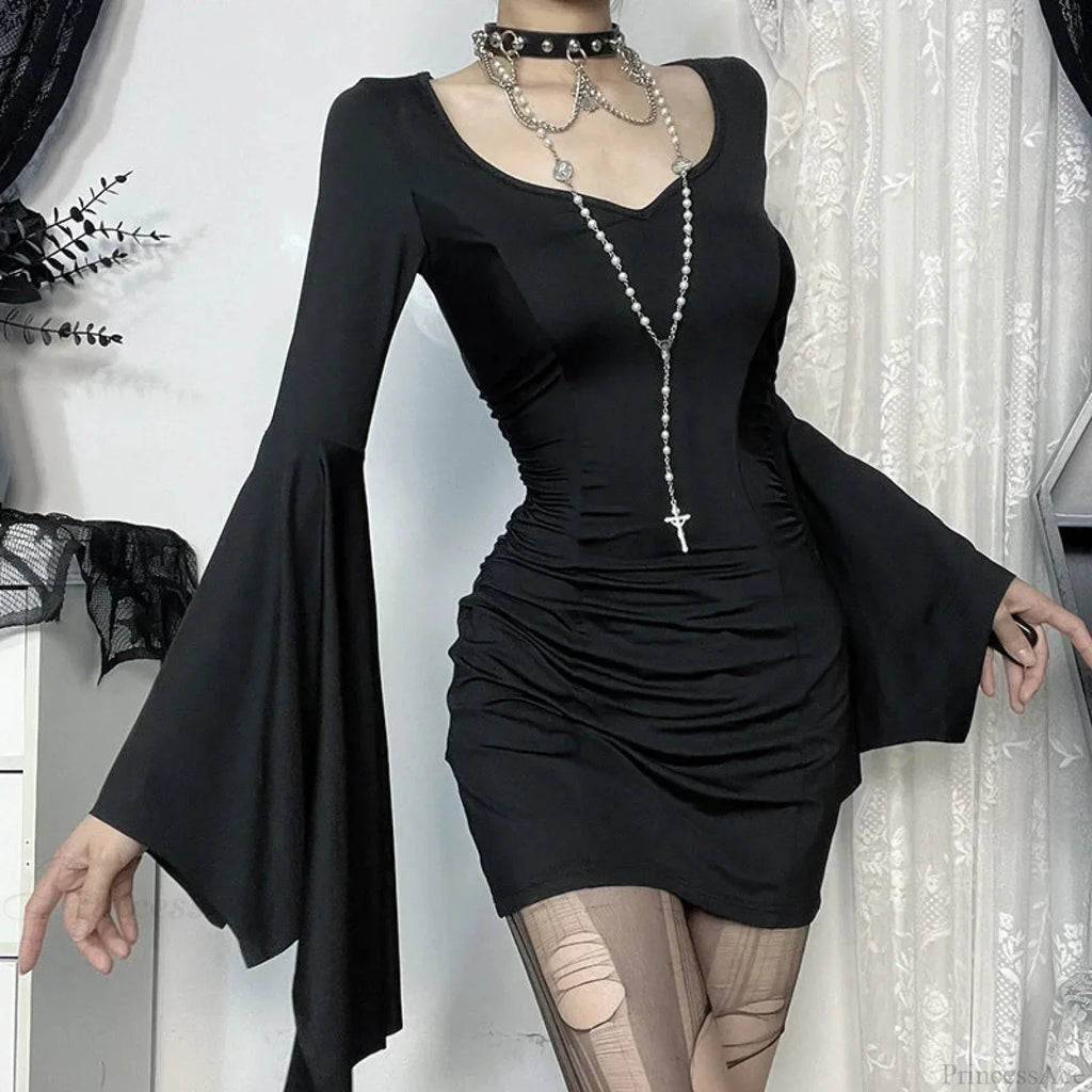 Batwing Lengthy Sleeve Mini Dress