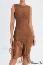 Bay Leaf Stylish Ruffle Midi Dress