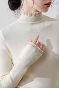 Chic Lace Paneled Mock Neck Fitted Base Layer