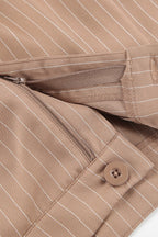 Brown Striped Two Piece Vest Pants Set