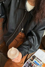 PU Leather Oversized Biker Jacket
