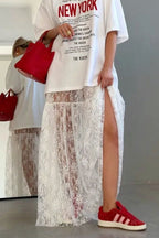 Jacquard Lace High Waist Maxi Skirt
