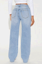 Stylish Ripped Casual Pocket Loose Wide-leg Jeans