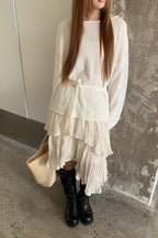 Elegant Flowy Midi Skirt