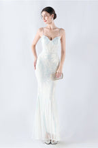 Boned Sequin Embroidered Formal Dress