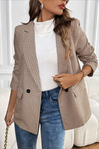 Vintage Houndstooth Elegant Casual Blazer